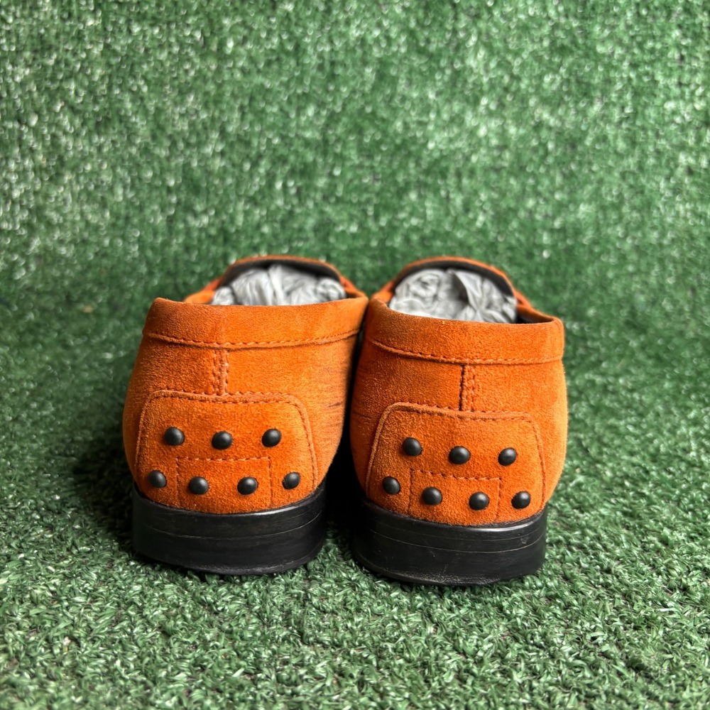 Tods Gommini Suede Penny Loafers Driver Moccasin Luxury Orange Womens Shoes 8.5 - Picture 4 of 12